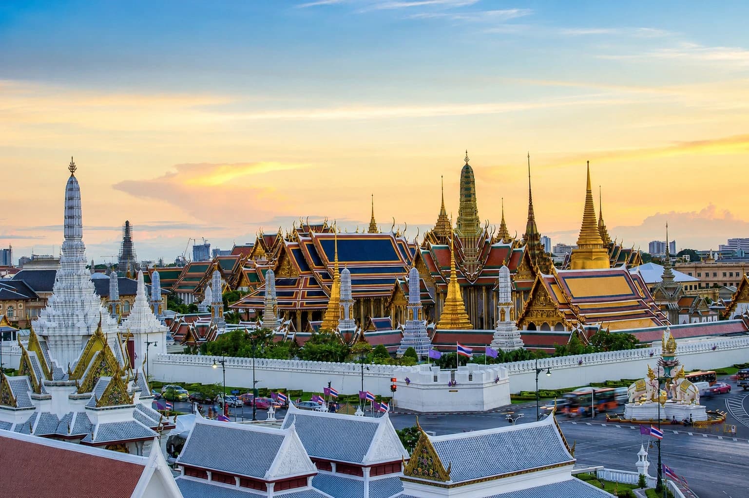 Grand Palace golden spires on the Bangkok temple tour